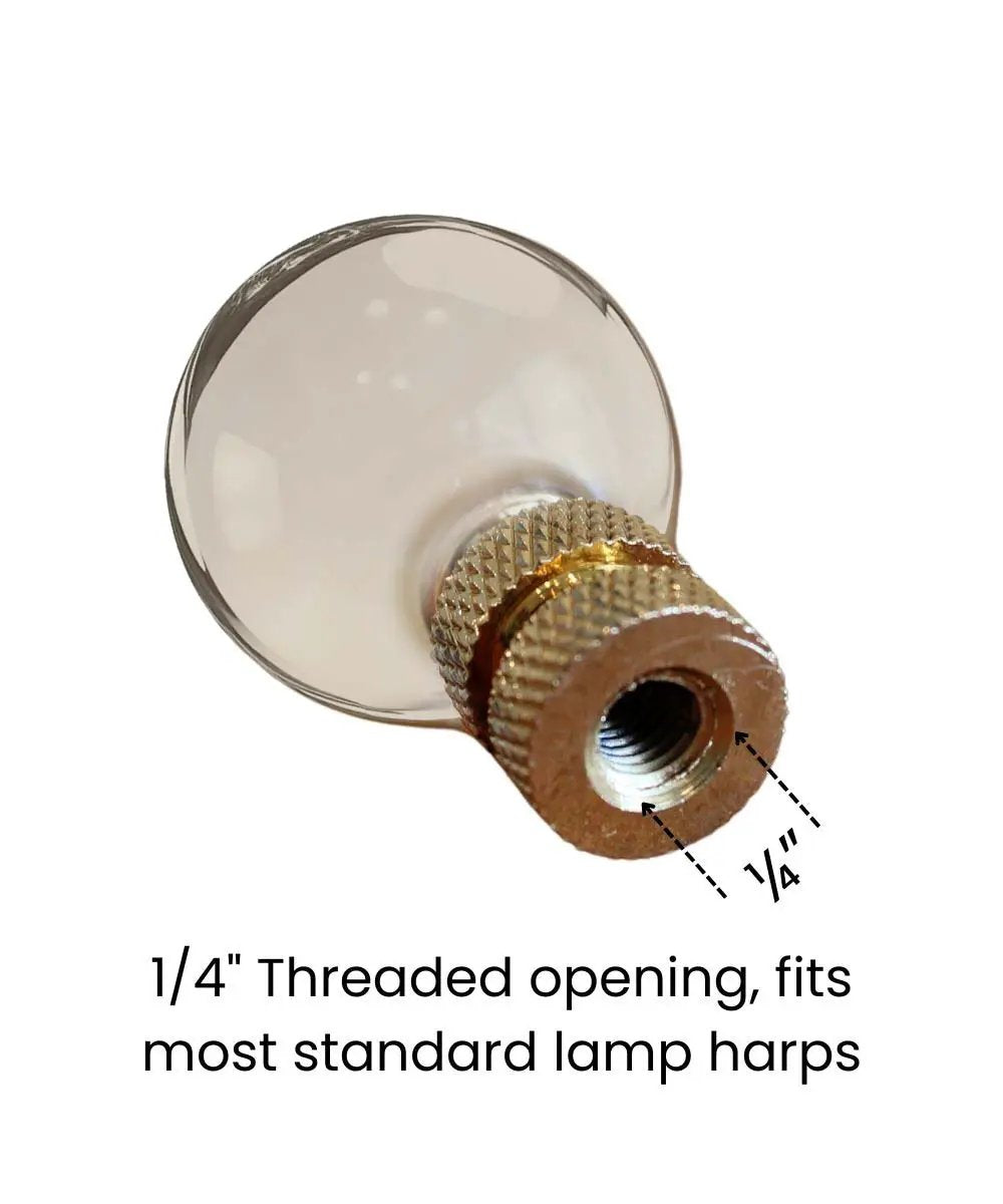 Lamp Finial | Smooth Ball Shape | Amber Glass Finish | 30mm Diameter