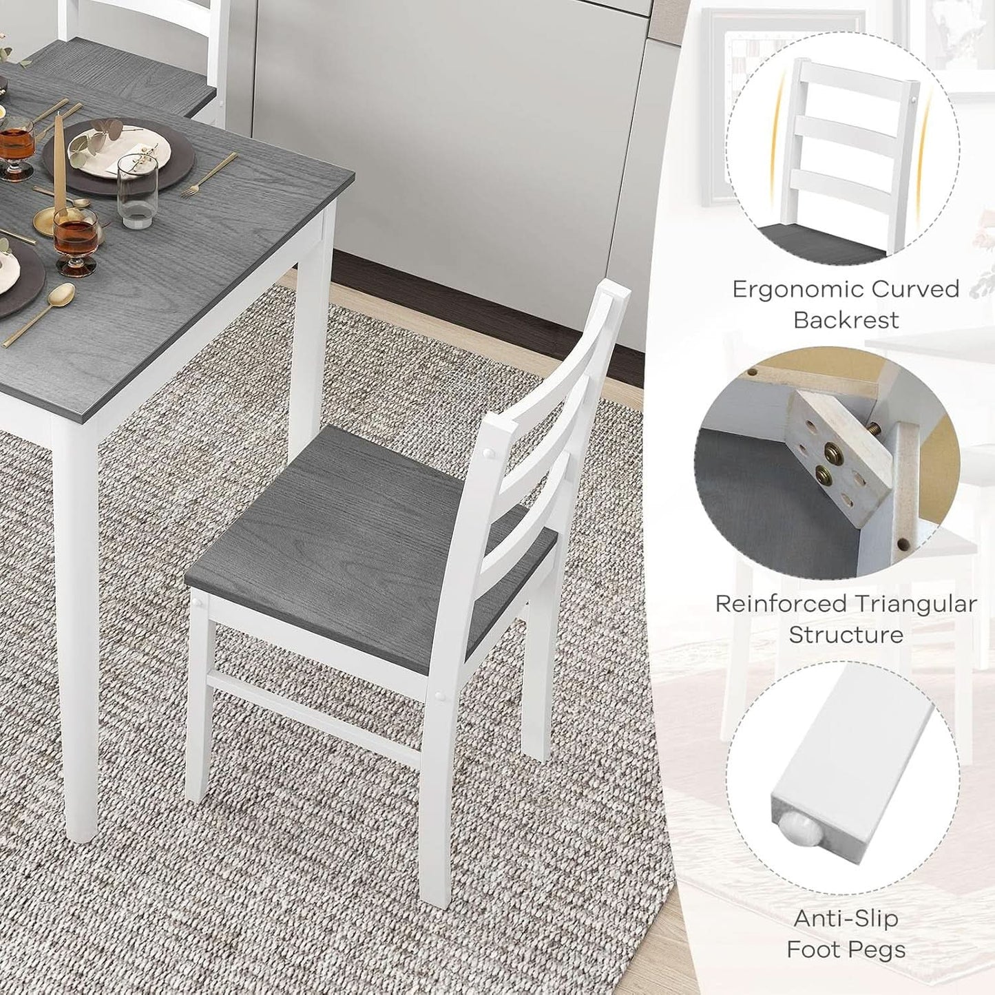 Handcrafted Solid Wood Mid Century Dinette Set Four from PriceLows™