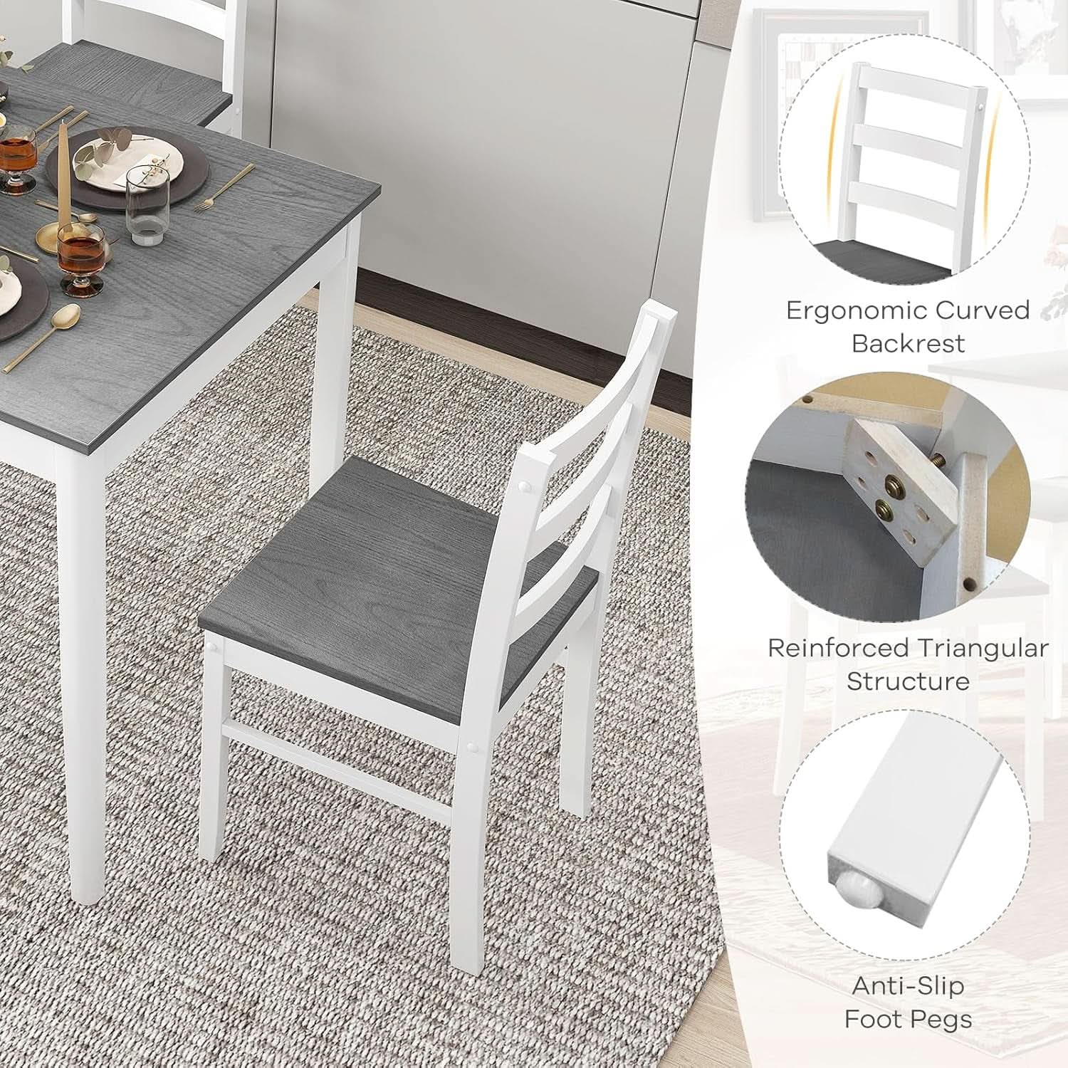 Handcrafted Solid Wood Mid Century Dinette Set Four from PriceLows™