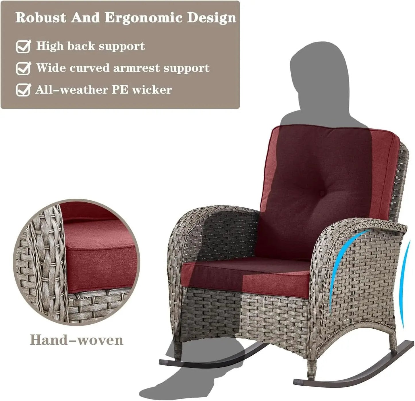 5 Piece Patio Rocking Chairs Set With Wicker Ottomans from PriceLows™