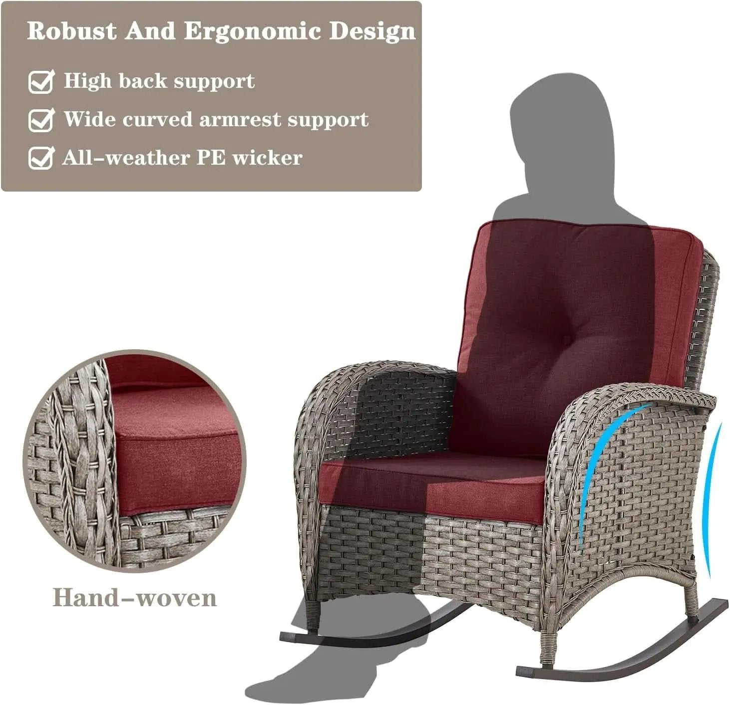 5 Piece Patio Rocking Chairs Set With Wicker Ottomans from PriceLows™