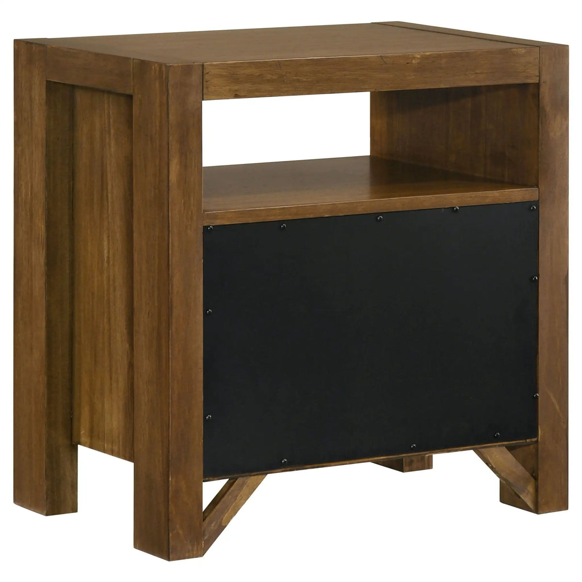 Adderley 2-drawer Nightstand Bedside Table Warm | 25.5 x 17 x 26 in | Solid Wood & Rubberwood | Brown