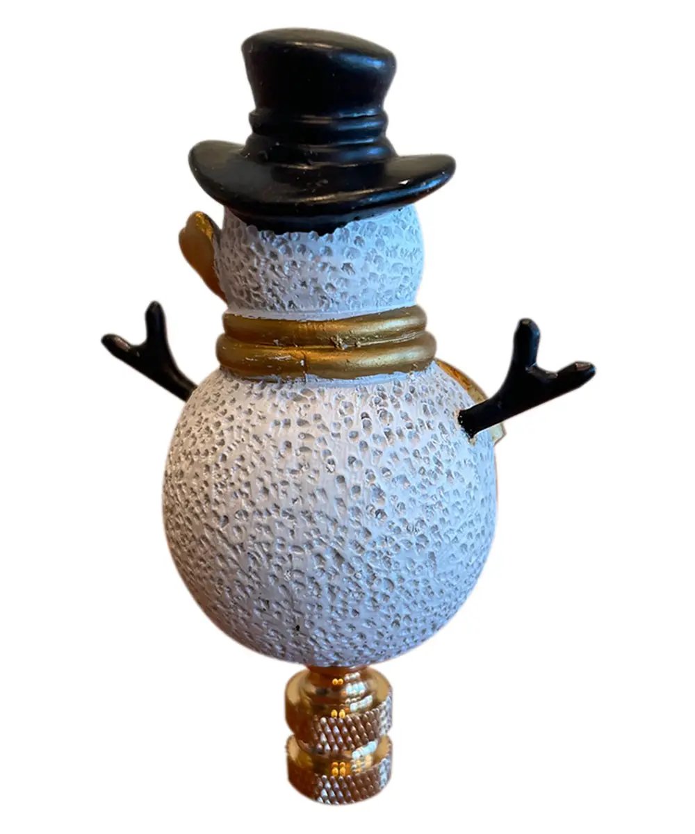 Lamp Finial | Christmas Snowman Theme | Silver Gold Finish | 3.7 Inch Size