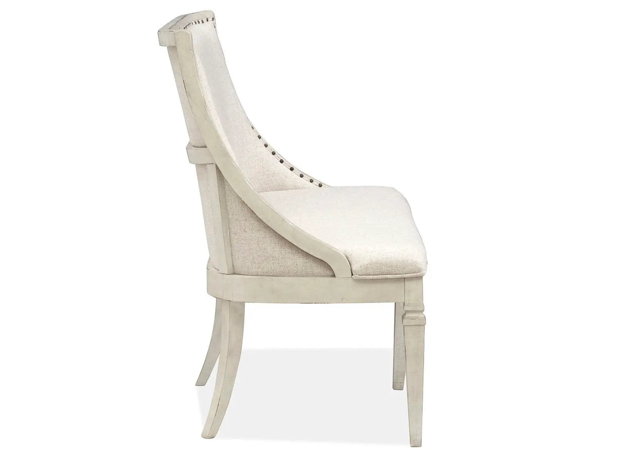 Newport Bench | Upholstered Seat And Back | Alabaster Finish | Pine Veneer And Hardwood