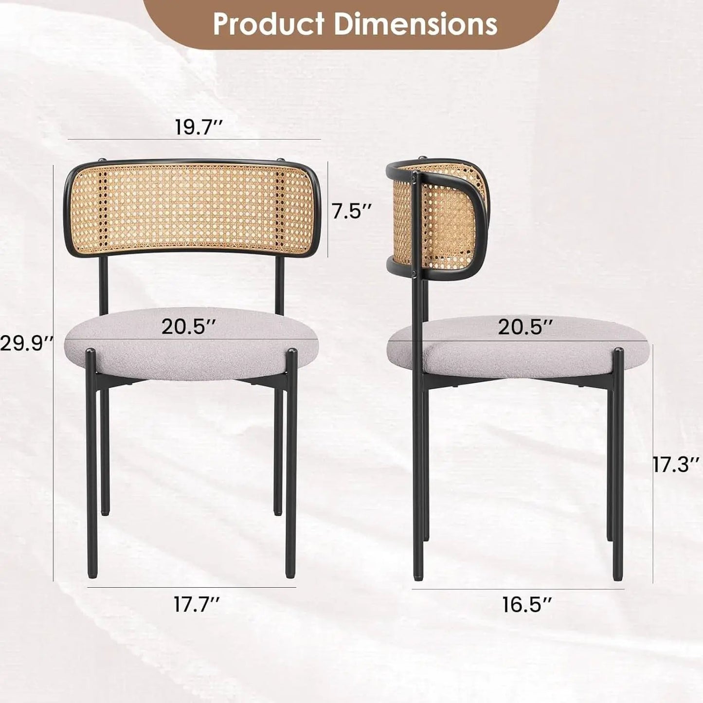 Gray Rattan Back Mid Century Dining Chairs Set Of 2 from PriceLows™