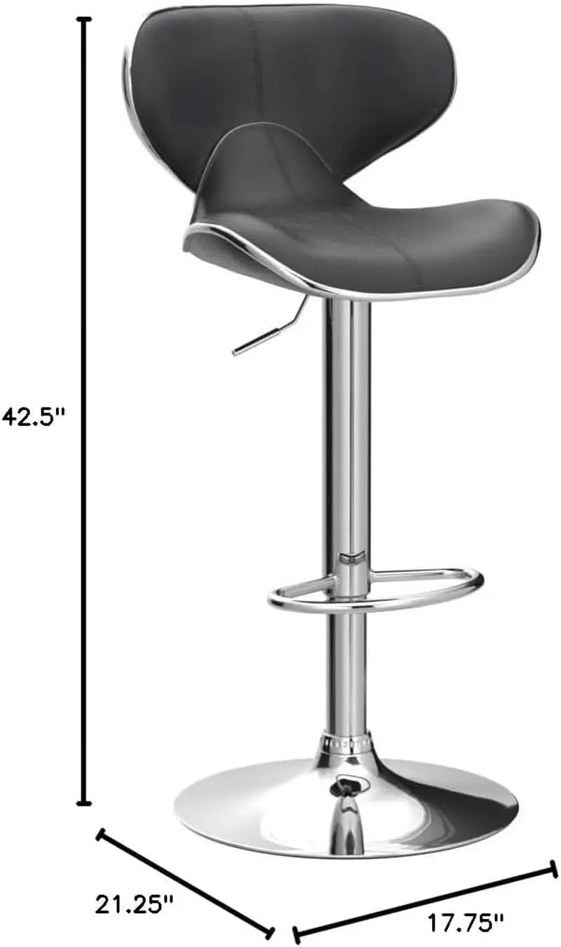 Two Brown Airlift Swivel Barstools With Chrome Base Adjustable Height 360 Degree Rotation from PriceLows™