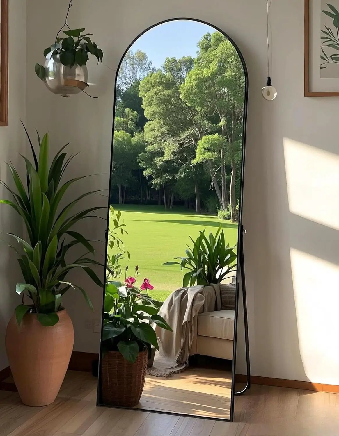 58x19 Inch Arched Floor Standing Full Length Mirror Black from PriceLows™