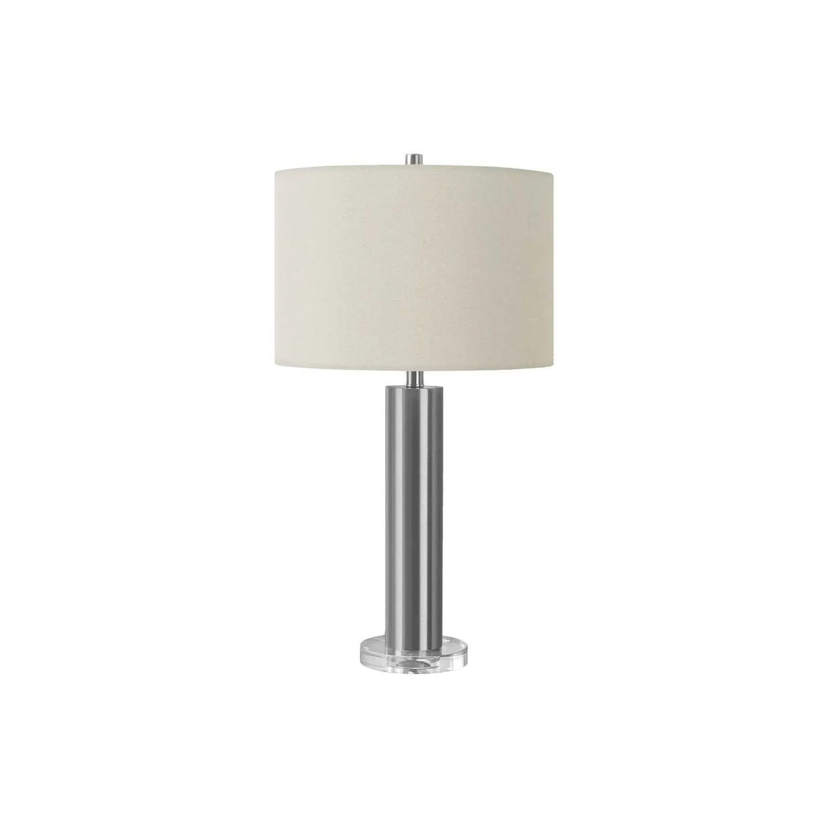 Metal Cylinder Table Lamp | Clear Acrylic Accent | 27.5 Inch Height | 3-Way Rotary Switch