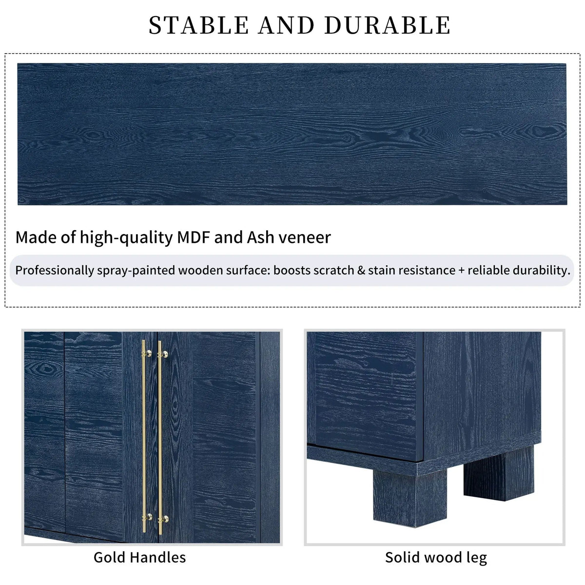 Sideboard | 3 Adjustable Shelves | Wood Grain Finish