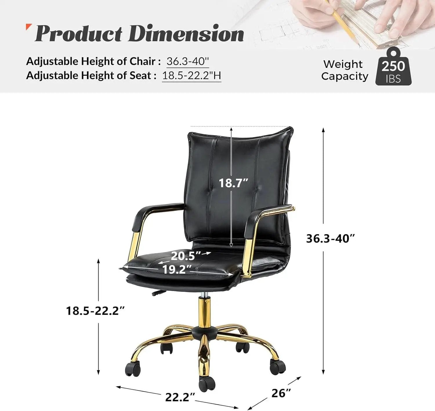 Black Office Desk Chair With Adjustable Height Elegant from PriceLows™