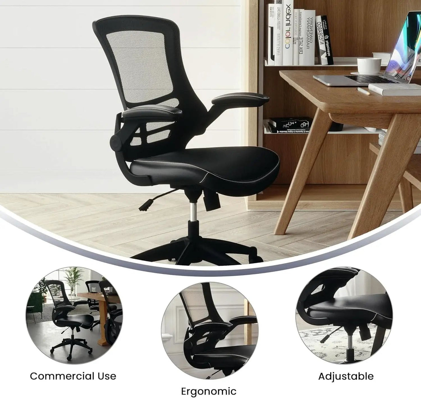 Kelista Mid-Back Ergonomic Office Chair With Adjustable Height, Black from PriceLows™