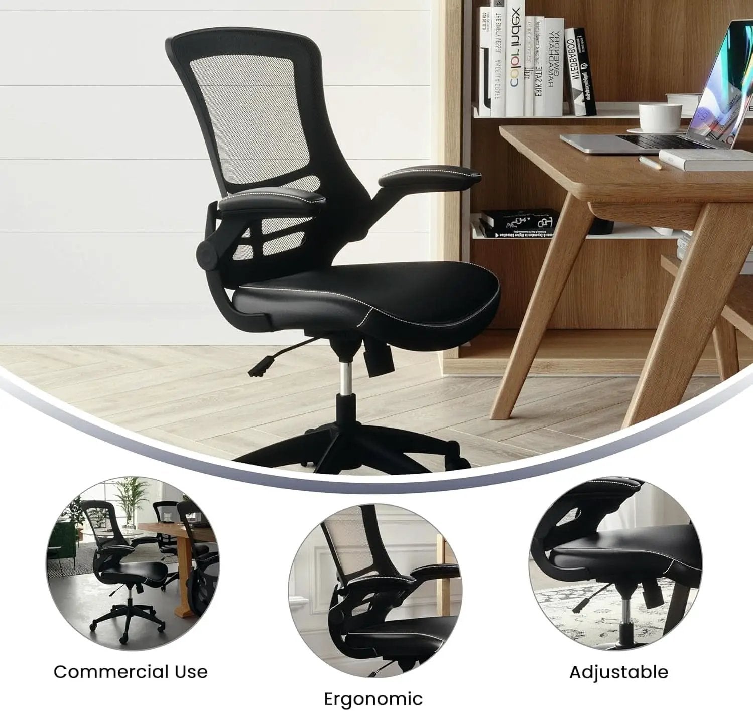 Kelista Mid-Back Ergonomic Office Chair With Adjustable Height, Black from PriceLows™