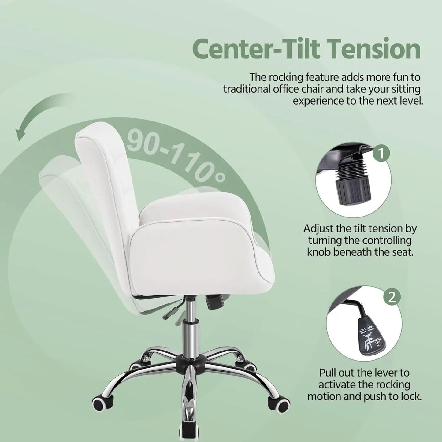 Ergonomic Faux Leather Office Chair White Adjustable from PriceLows™