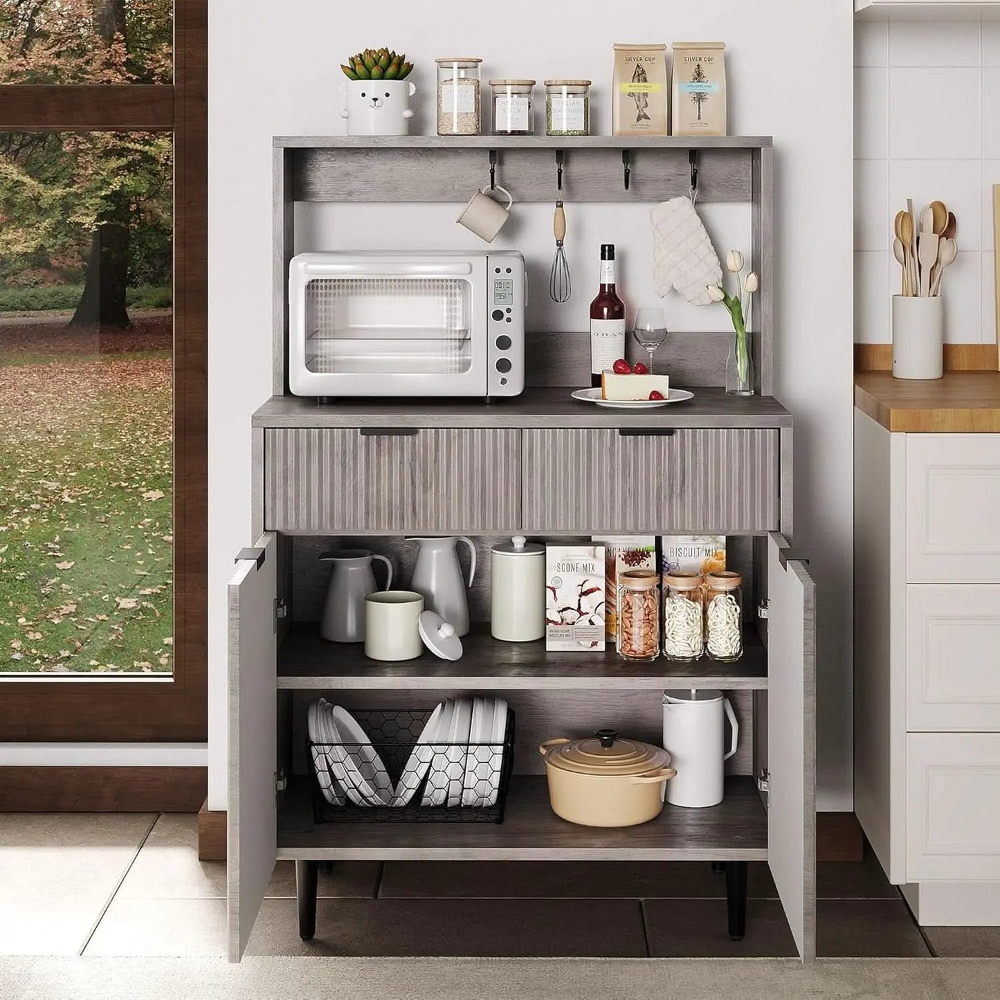 Grey Sideboard Cabinet With 2 Drawers For Dining Room from PriceLows™