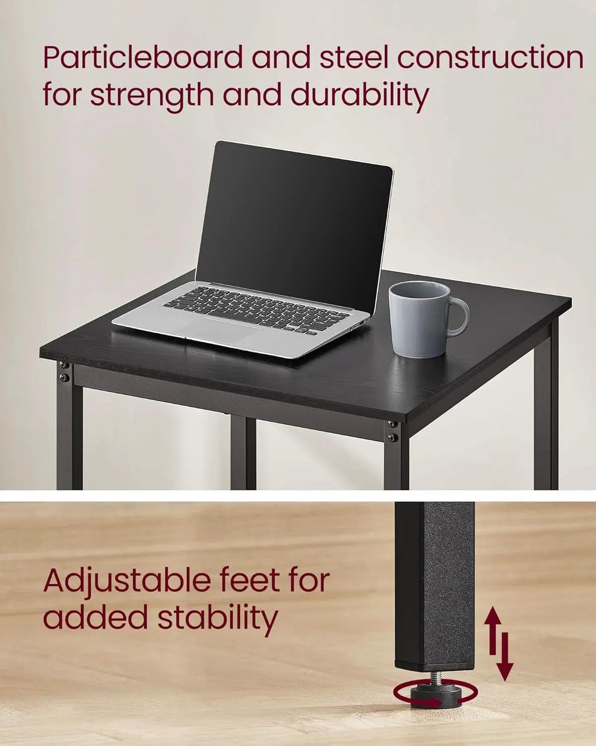 Bar Table 23.6Inch Ebony Black Industrial Grade Durable from PriceLows™