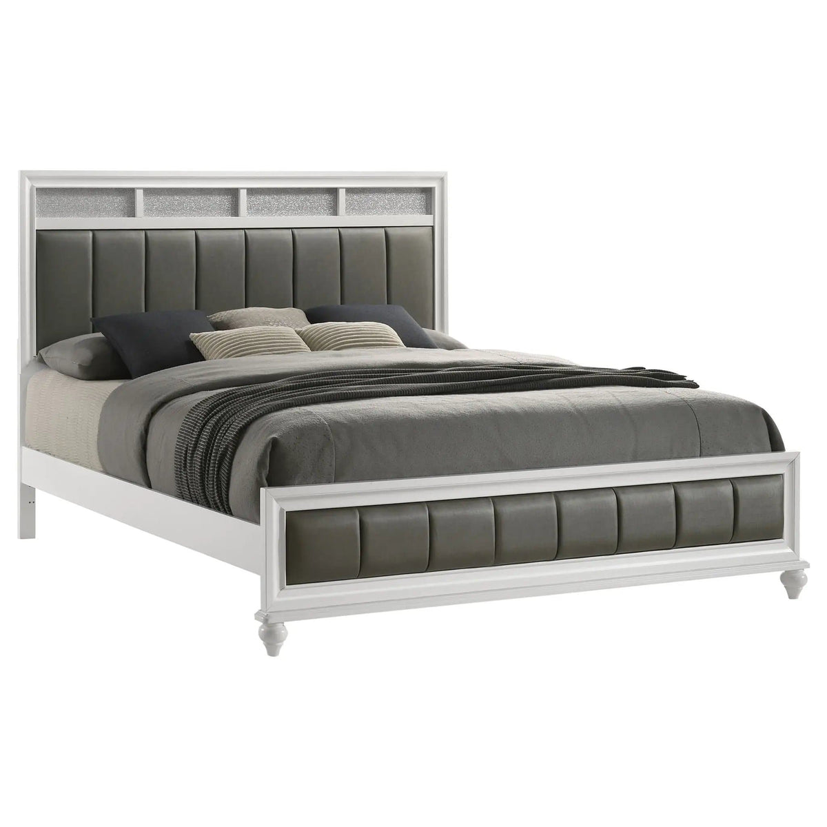 Barzini Wood Eastern King Panel Bed | 79.25 x 84.75 x 56 in | Wood | White