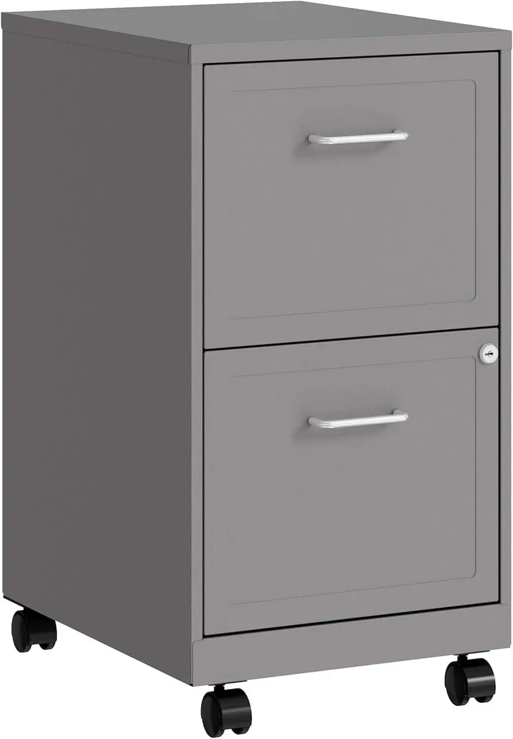 Mobile File Cabinet With Chrome Pull And Locking Drawers In Silver from PriceLows™