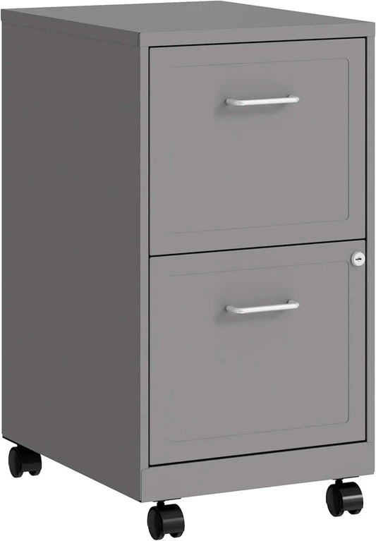 Mobile File Cabinet With Chrome Pull And Locking Drawers In Silver from PriceLows™