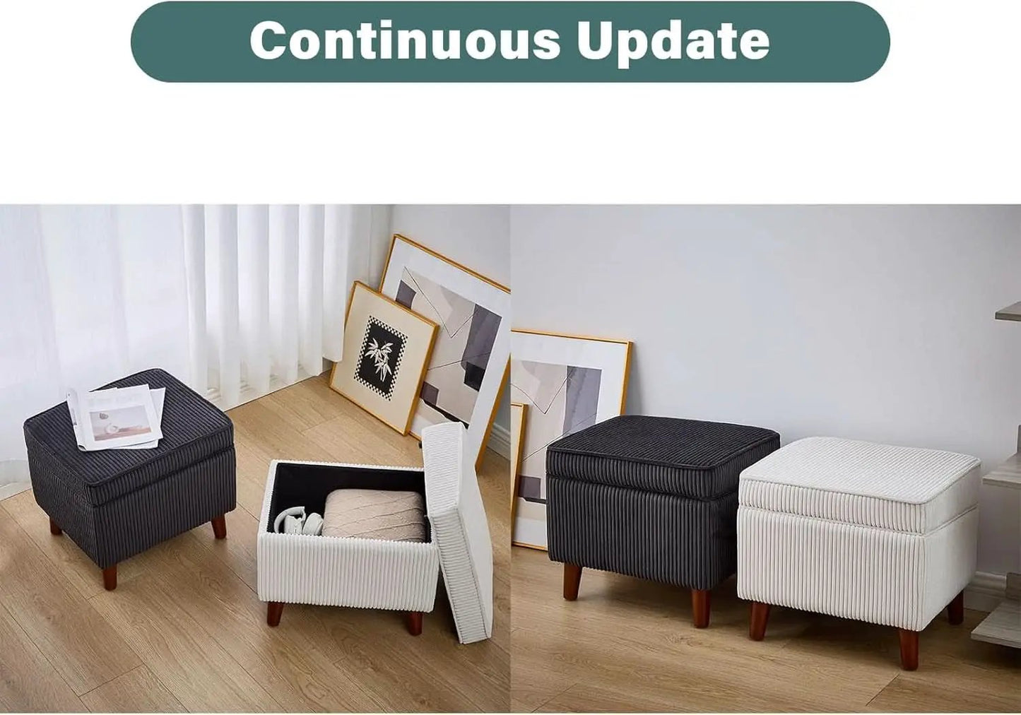 Storage Ottoman With Adjustable Lid Footrest Charcoalgray from PriceLows™