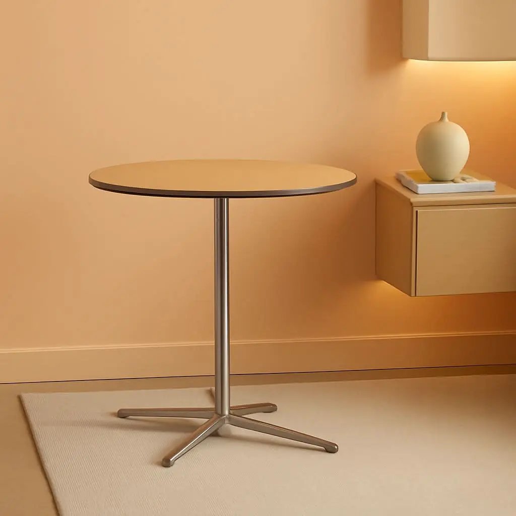 Natural Birch Wood Round Cocktail Table Adjustable from PriceLows™