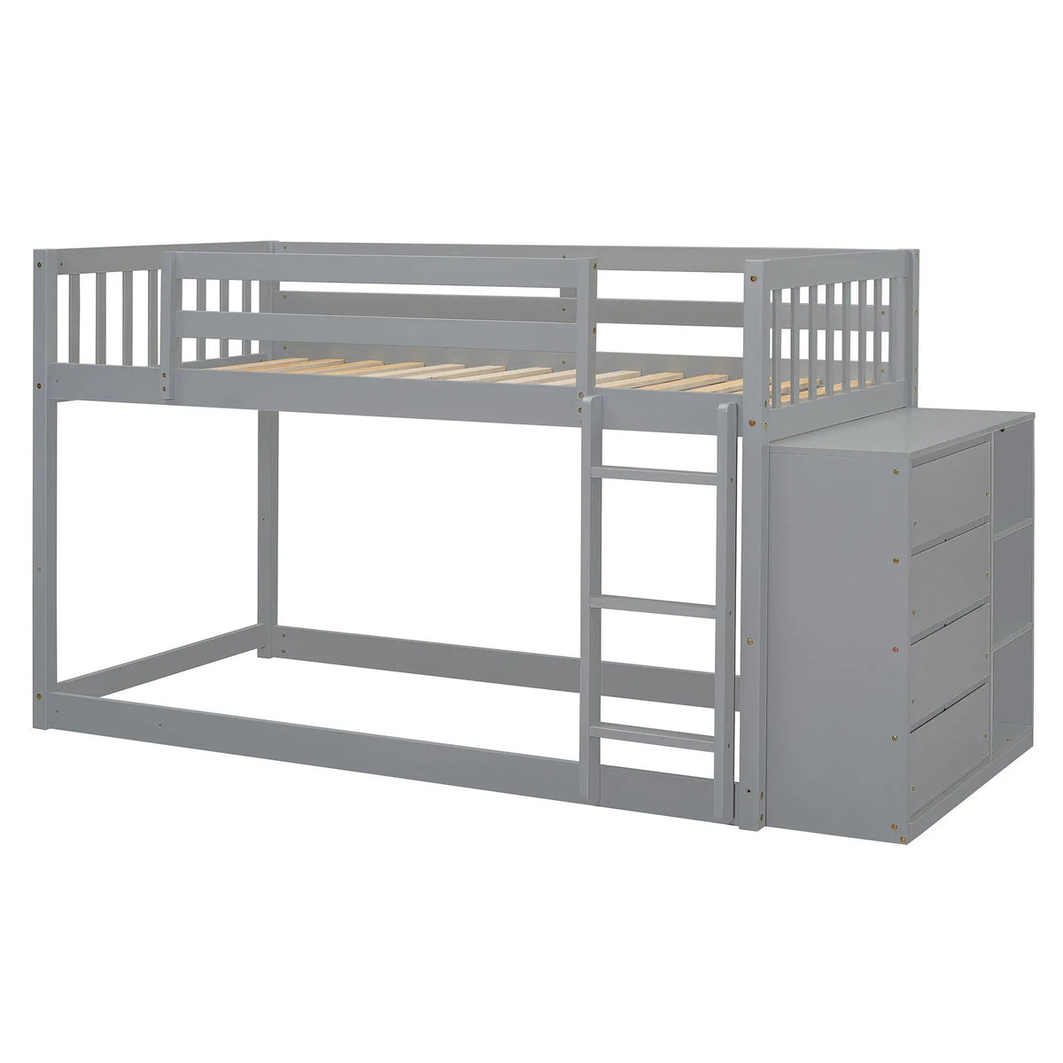 Bunk Bed | Solid Pine Frame | Four Drawers And Three Shelves | Full Size