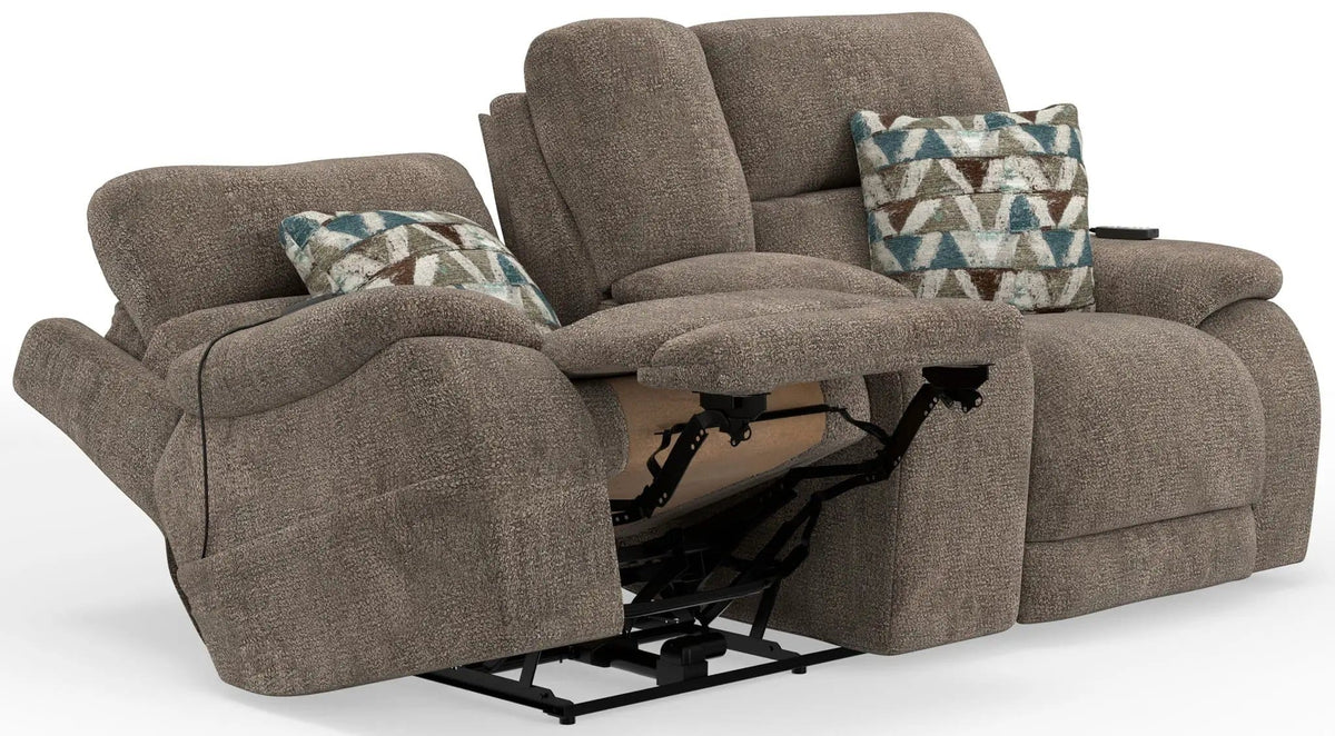 Joya Power Headrest Power Lay Flat Reclining Console Loveseat With CR3 | 2 Pieces | Living Room Furniture | Living Room