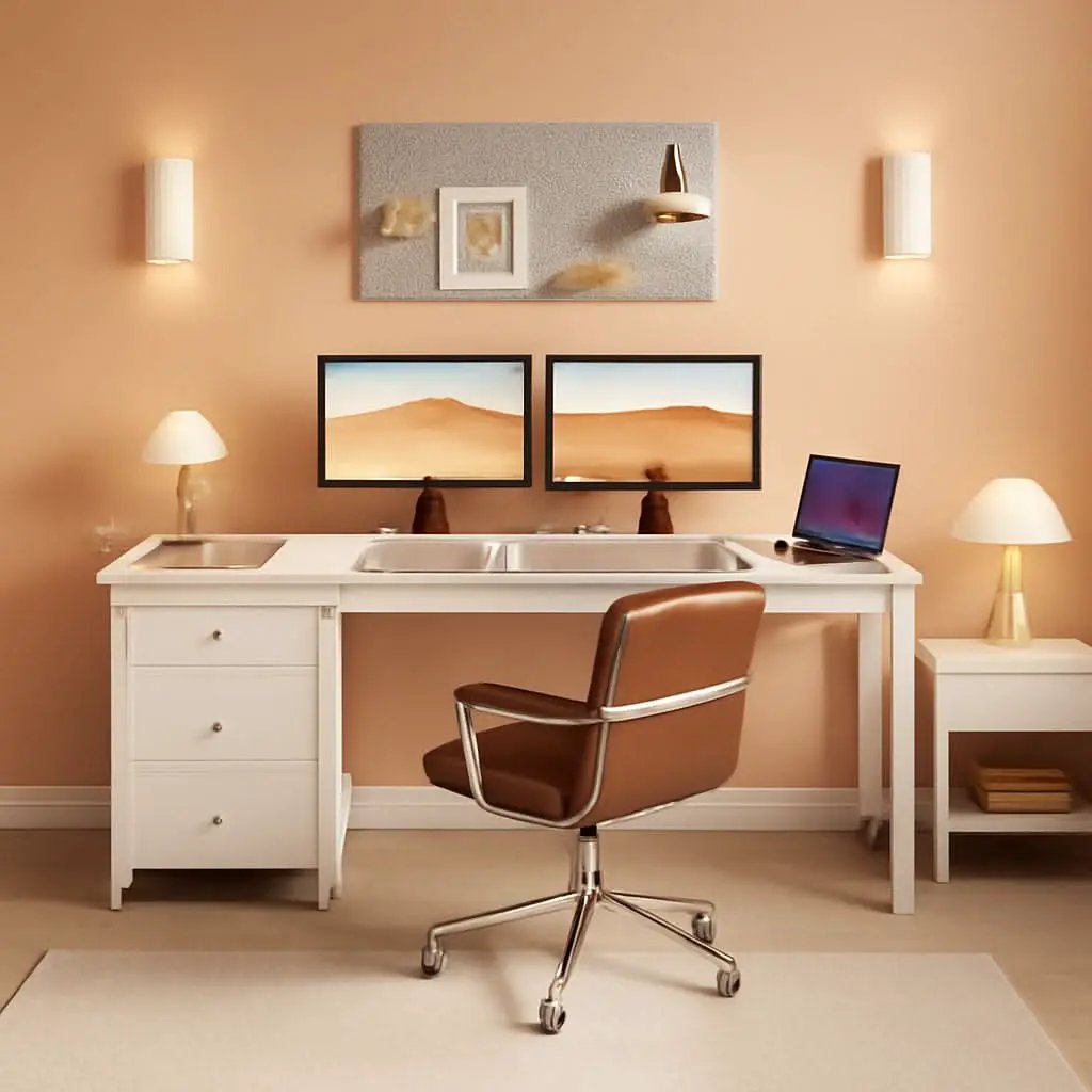 55 Inch White Computer Desk With Fabric Drawer For Home Office from PriceLows™