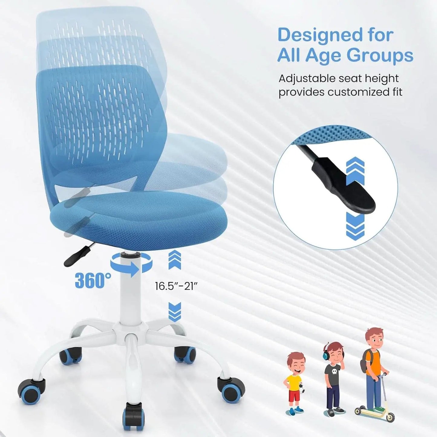 Height Adjustable Kids Desk Chair With Lumbar Support from PriceLows™