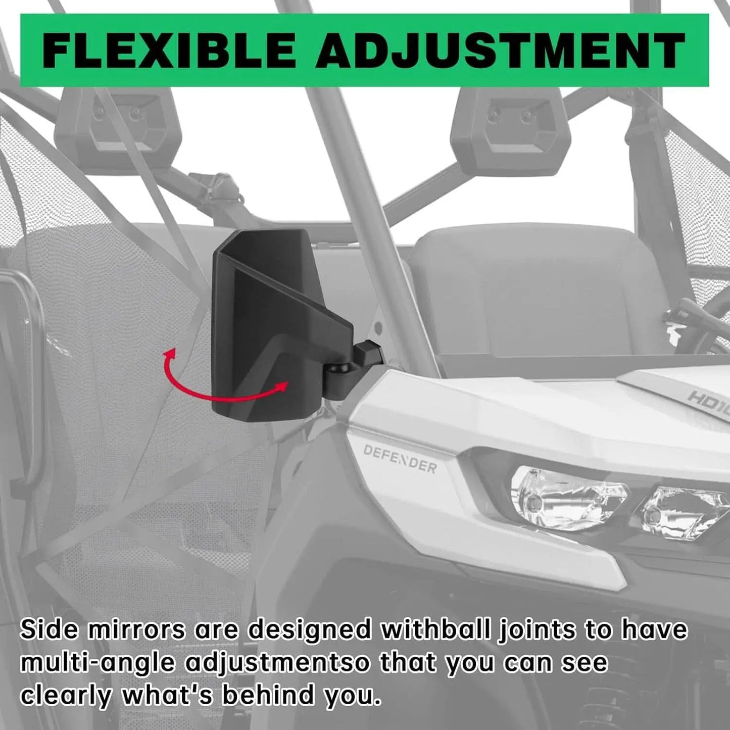 Defender Side Mirrors With Spring Back For Can Am Defender from PriceLows™