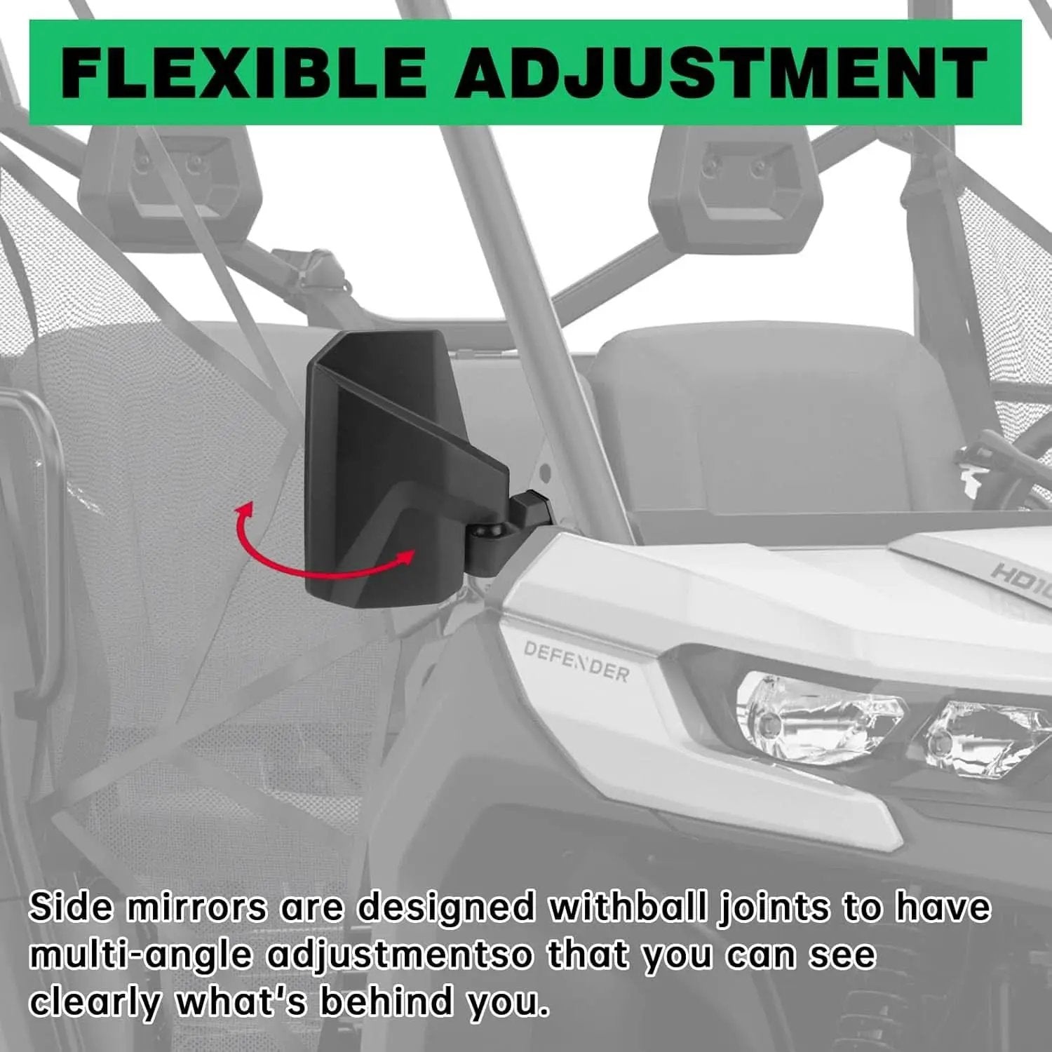 Defender Side Mirrors With Spring Back For Can Am Defender from PriceLows™