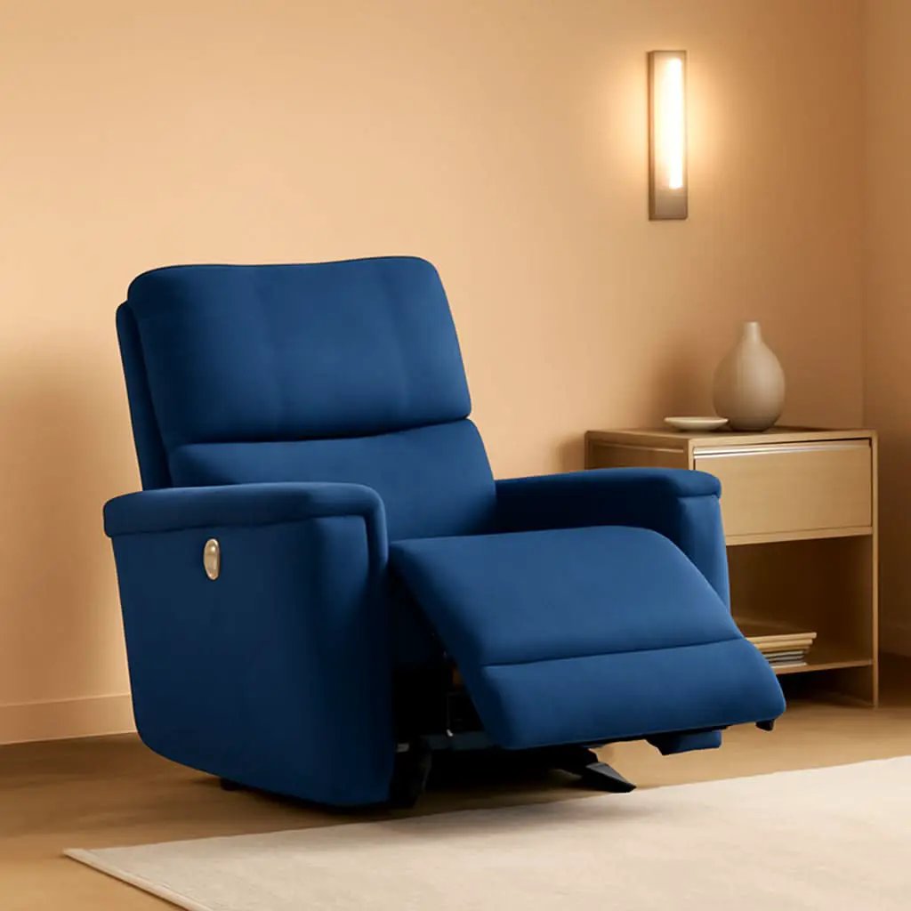 Navy Velvet Power Recliner Chair for Living Room Theater from PriceLows™