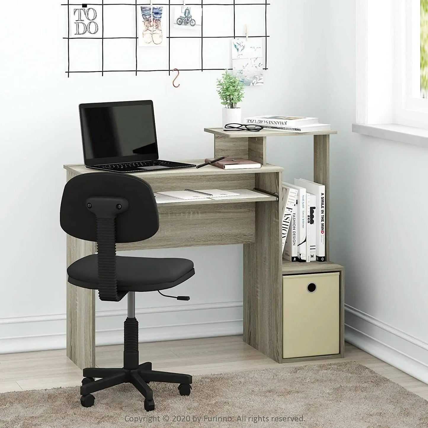 Econ Compact Office Desk With Storage Shelves Sonoma Oak from PriceLows™