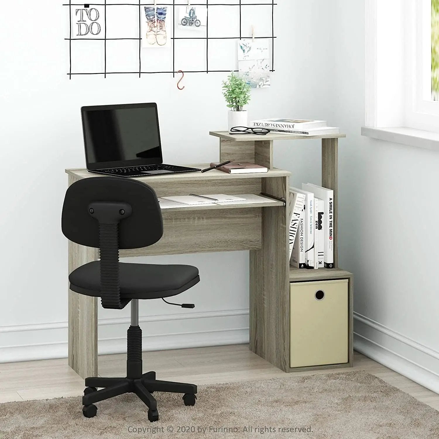 Econ Compact Office Desk With Storage Shelves Sonoma Oak from PriceLows™