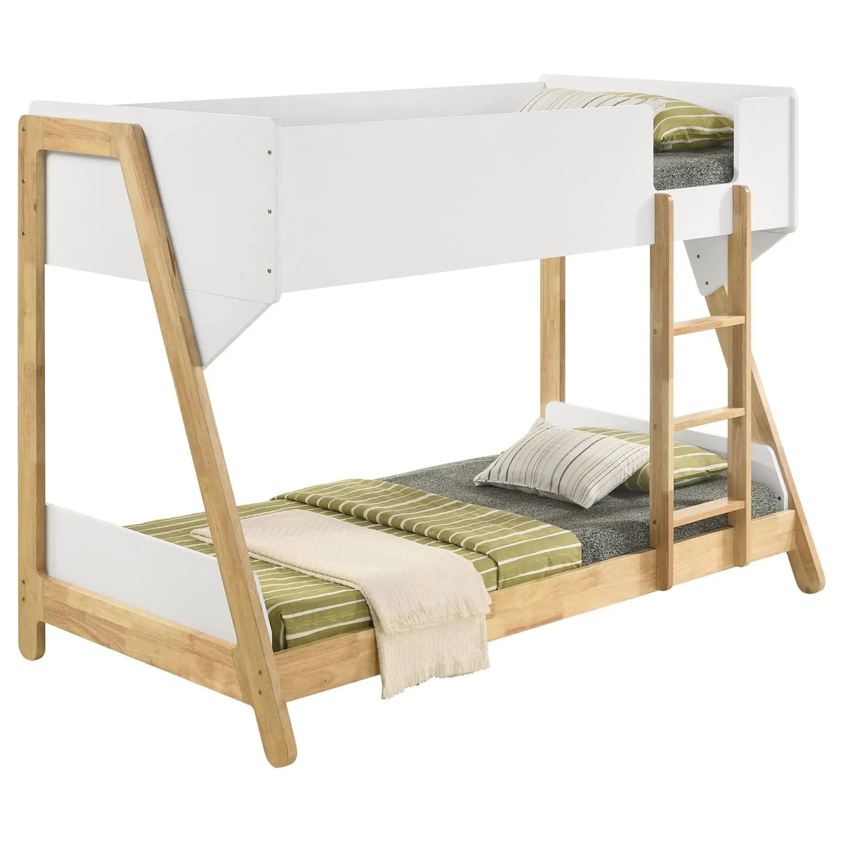 Wyatt Wood Twin Over Twin Bunk Bed White and | 79.75 x 44.5 x 60.75 in | Wood | Natural