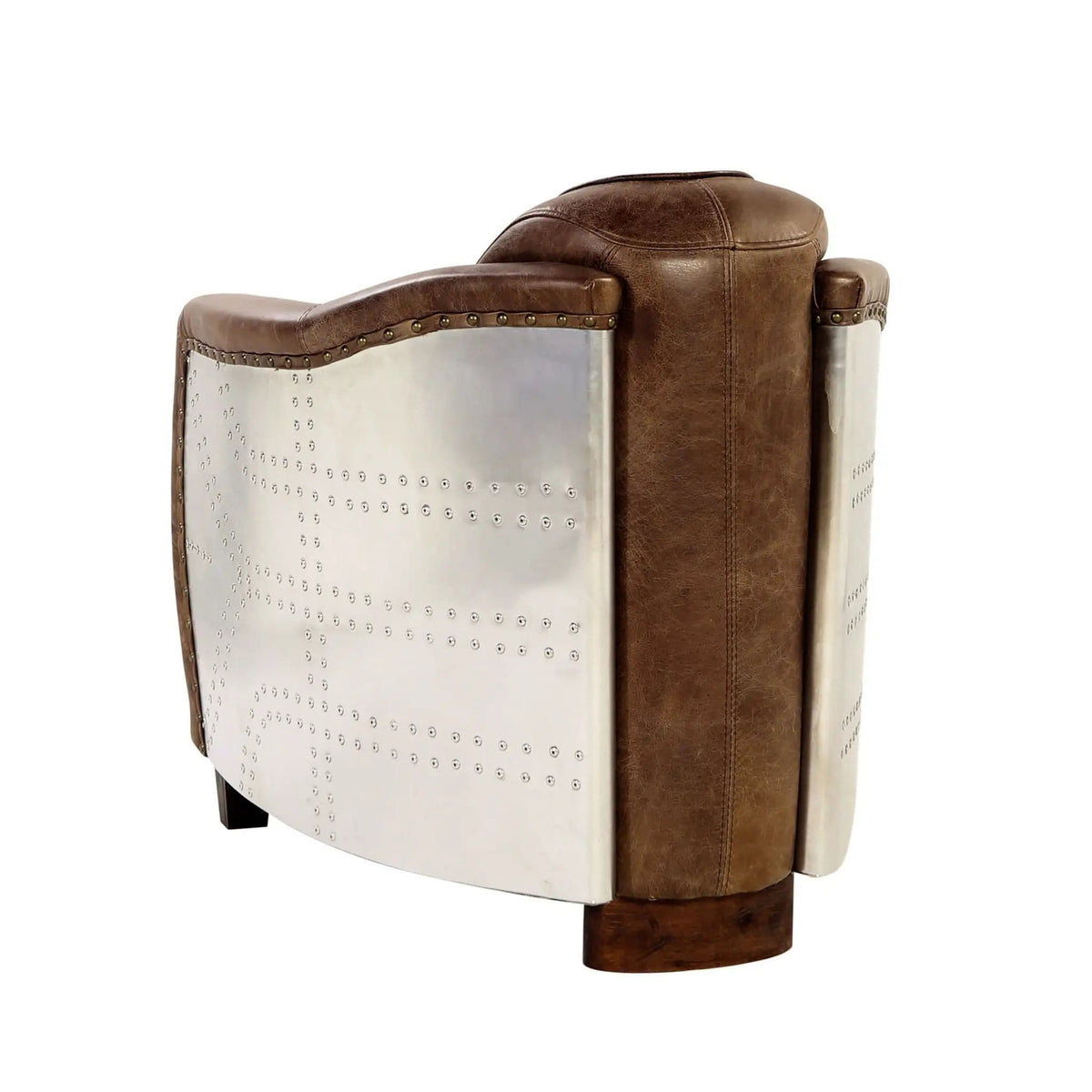 Brancaster Grain Leather Chair | 37 x 29 x 31 in | Leather & Aluminum | Brown