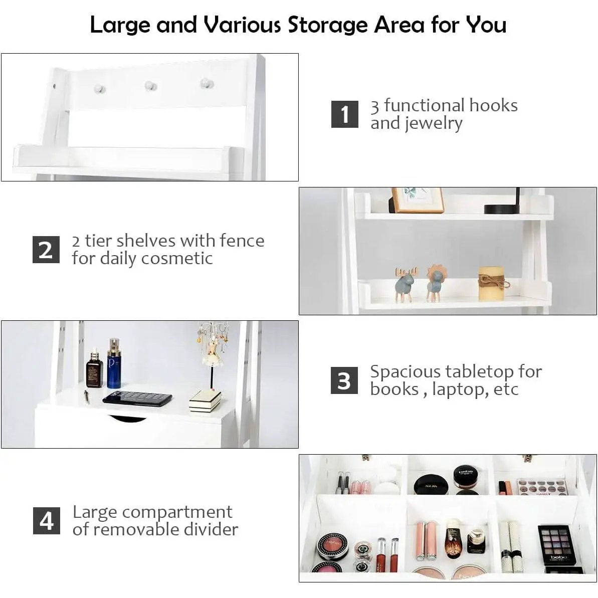 3 In 1 Vanity Table With Flip Top Mirror Makeup Desk from PriceLows™