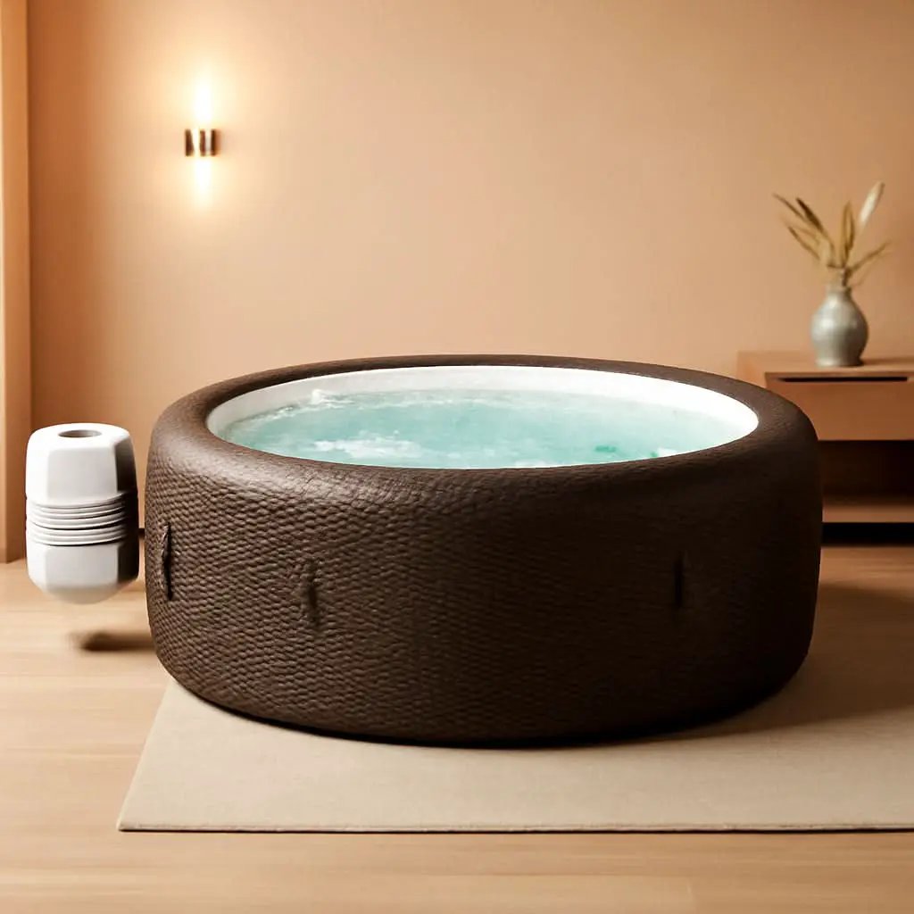 7 Person Round Inflatable Hot Tub 180 Jets Energy Efficient from PriceLows™