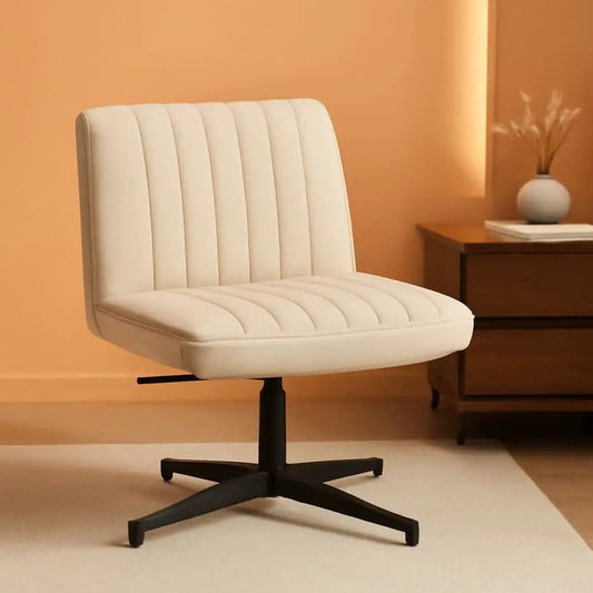 Criss Cross Armless Office Chair Beige Height Adjustable from PriceLows™