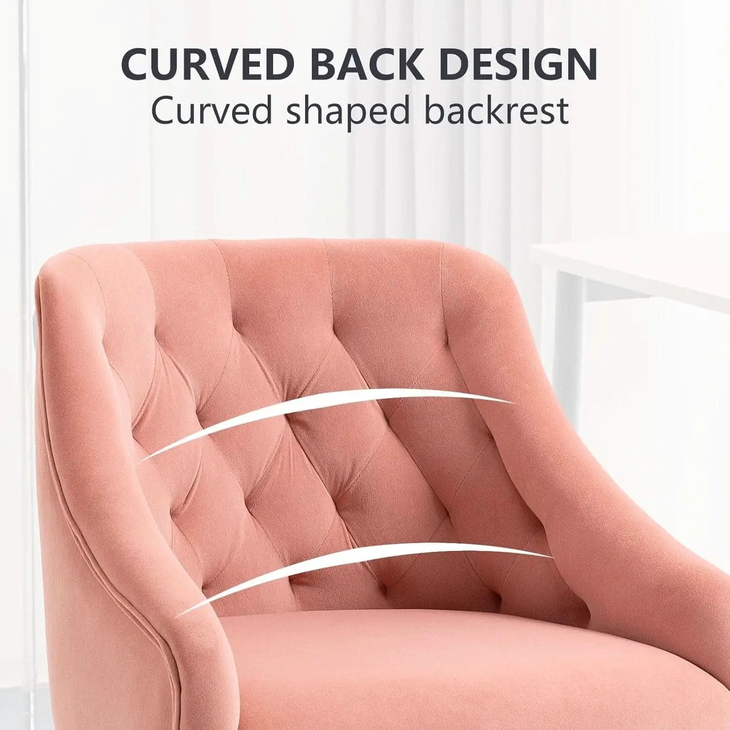 Pink Velvet Office Chair 360 Swivel Modern Desk Chair from PriceLows™