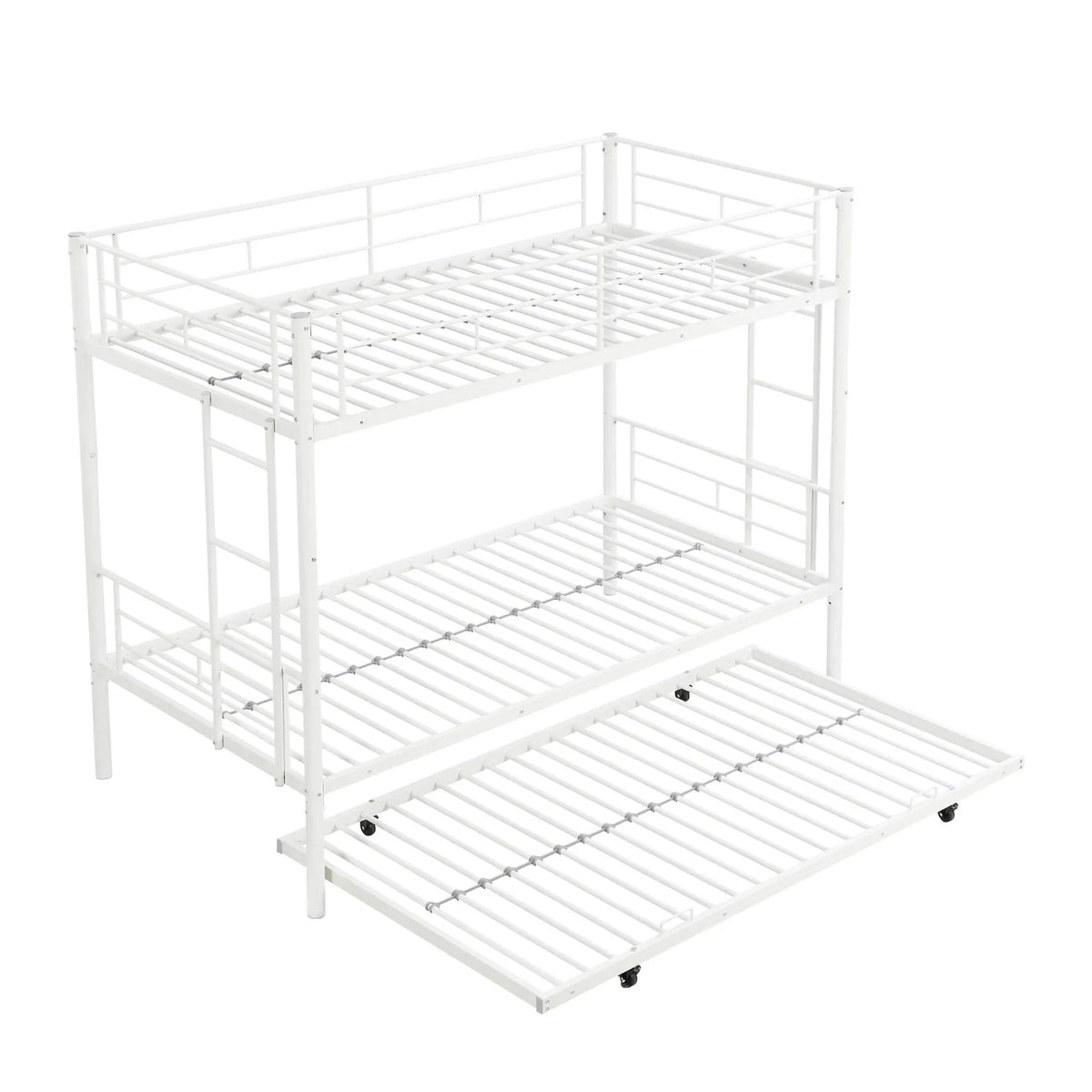 Bunk Bed With Trundle | Heavy Duty Steel | Space Saving | Twin Top