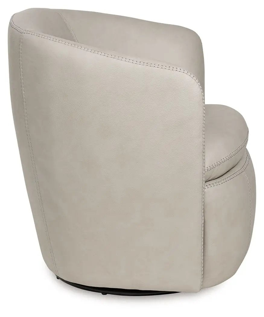 Kierreys Swivel Accent Chair | Supple Leather | Barrel Back | 31.63 Inch Height