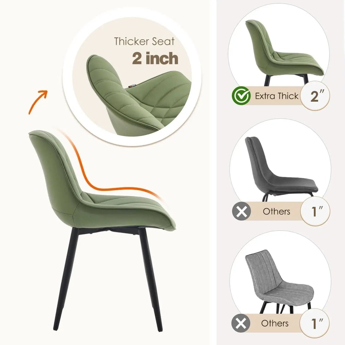 Dining Chairs Set of 2 Olive Cushioned Upholstered from PriceLows™
