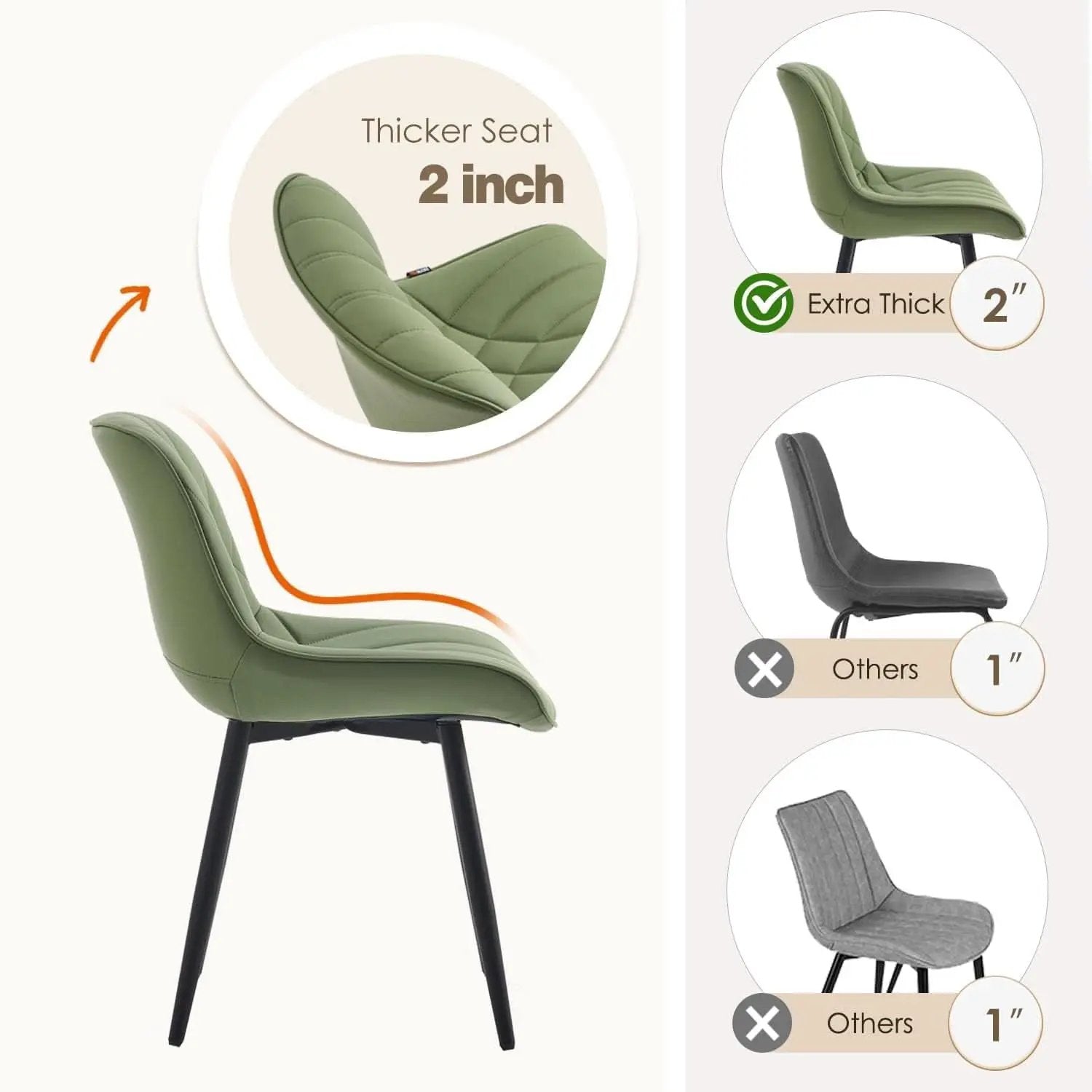 Dining Chairs Set of 2 Olive Cushioned Upholstered from PriceLows™
