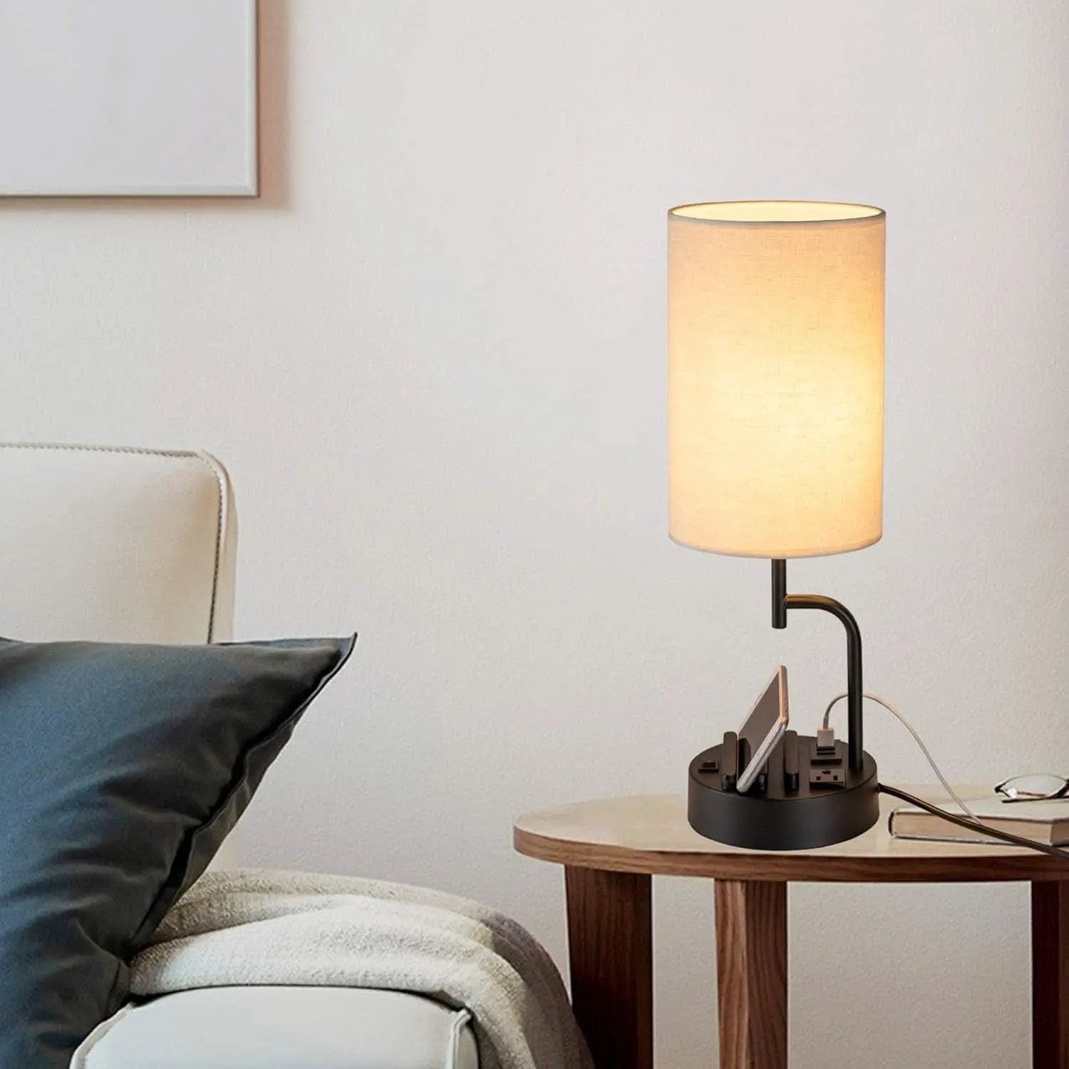 Table Lamp With 3 USB Ports And AC Outlet For Bedroom from PriceLows™