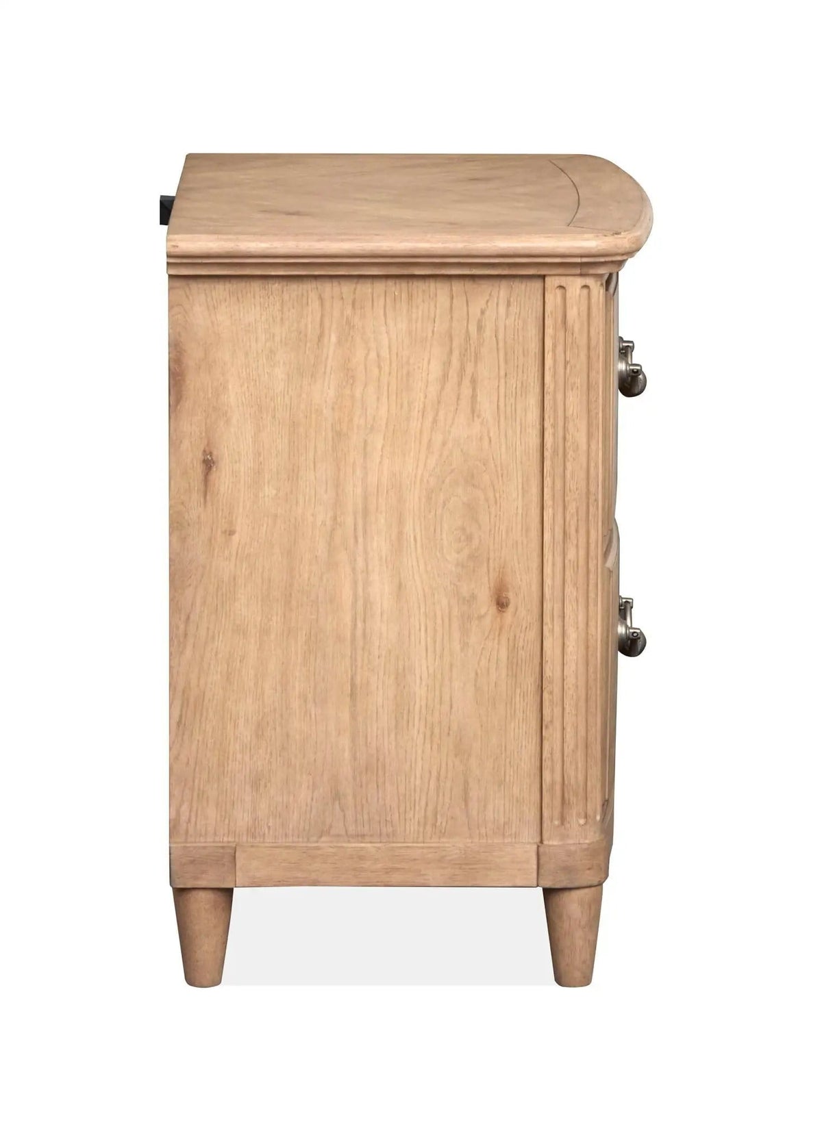 Harmony Heights Drawer Nightstand Nightstands w/ Charging Station | 18 x 28 x 28 in | Oak Veneer & Faux Leather | Belgium Wheat
