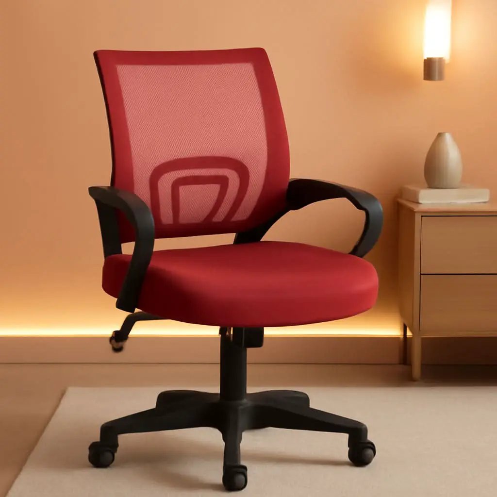 Ergonomic Red Mesh Office Chair With Lumbar Support from PriceLows™