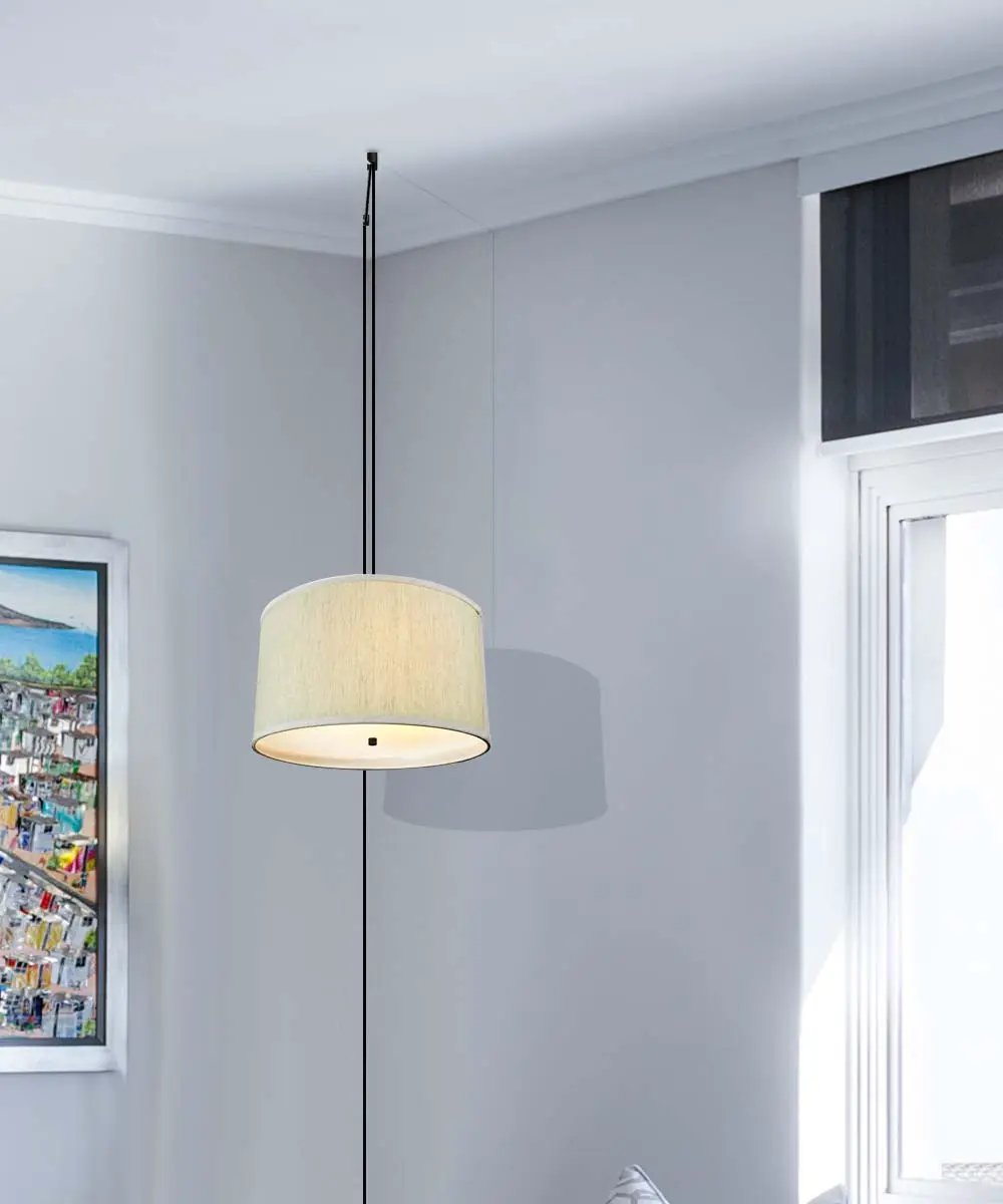 Swag Pendant Light | 16 Wide | 2 Light | Textured Oatmeal Diffuser