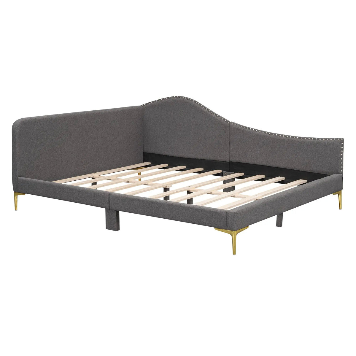 Upholstered Daybed | Headboard And Armrest | Support Legs | 80.5 Inch Length