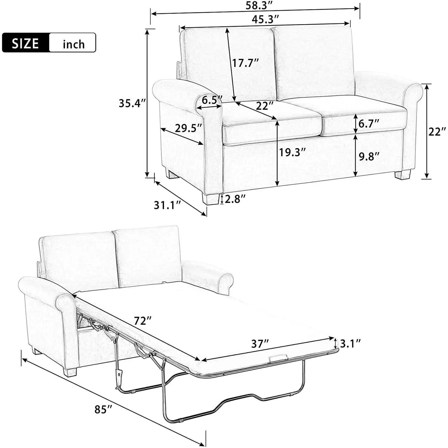 Memory Foam Sofa Bed For Small Spaces Space Saving Studio from PriceLows™