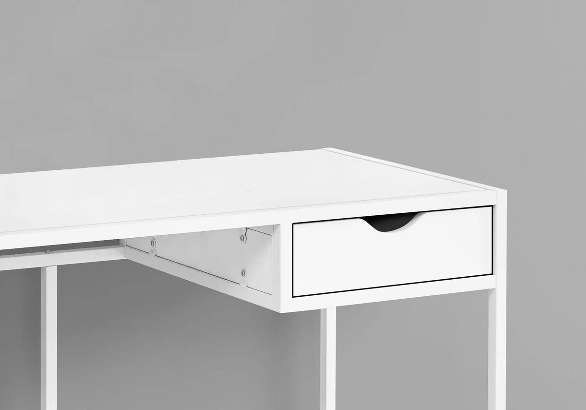 Compact Computer Desk | Small Storage Drawer | Slender Metal Frame | 42.25 Inch Length